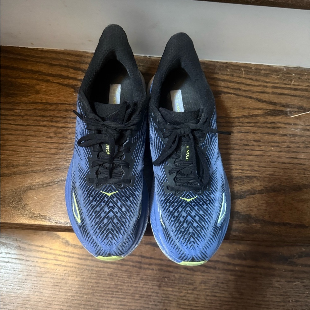 Hoka Black and Blue Athletic Shoes
